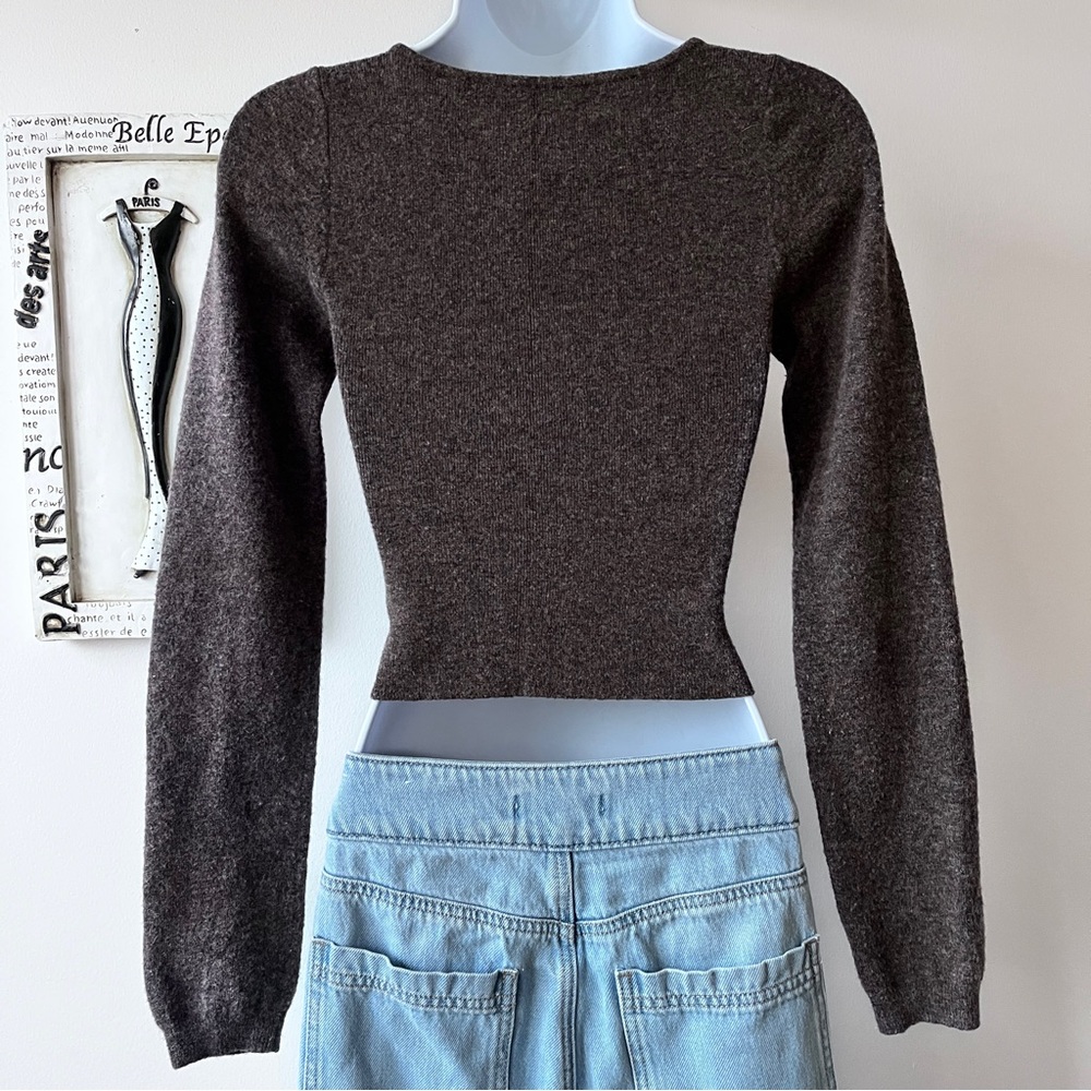 Aritzia Wilfred Greer Minimalist Brown Cropped Sweater Size S - Picture 8 of 13